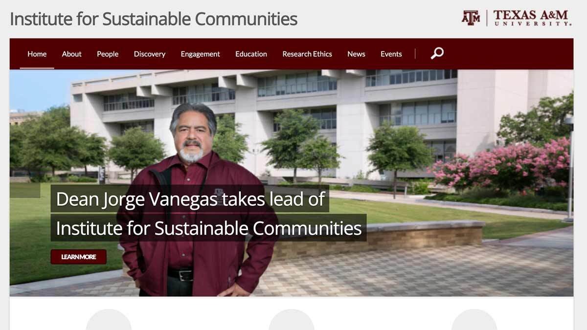 Screenshot of the Institute for Sustainable Communities website, highlights an institute website