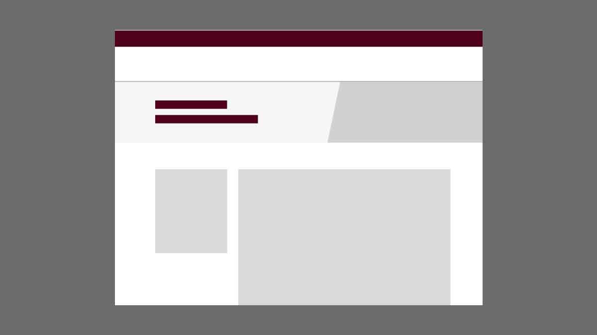 A blank Aggie UX mockup of a internal page with a left sidebar