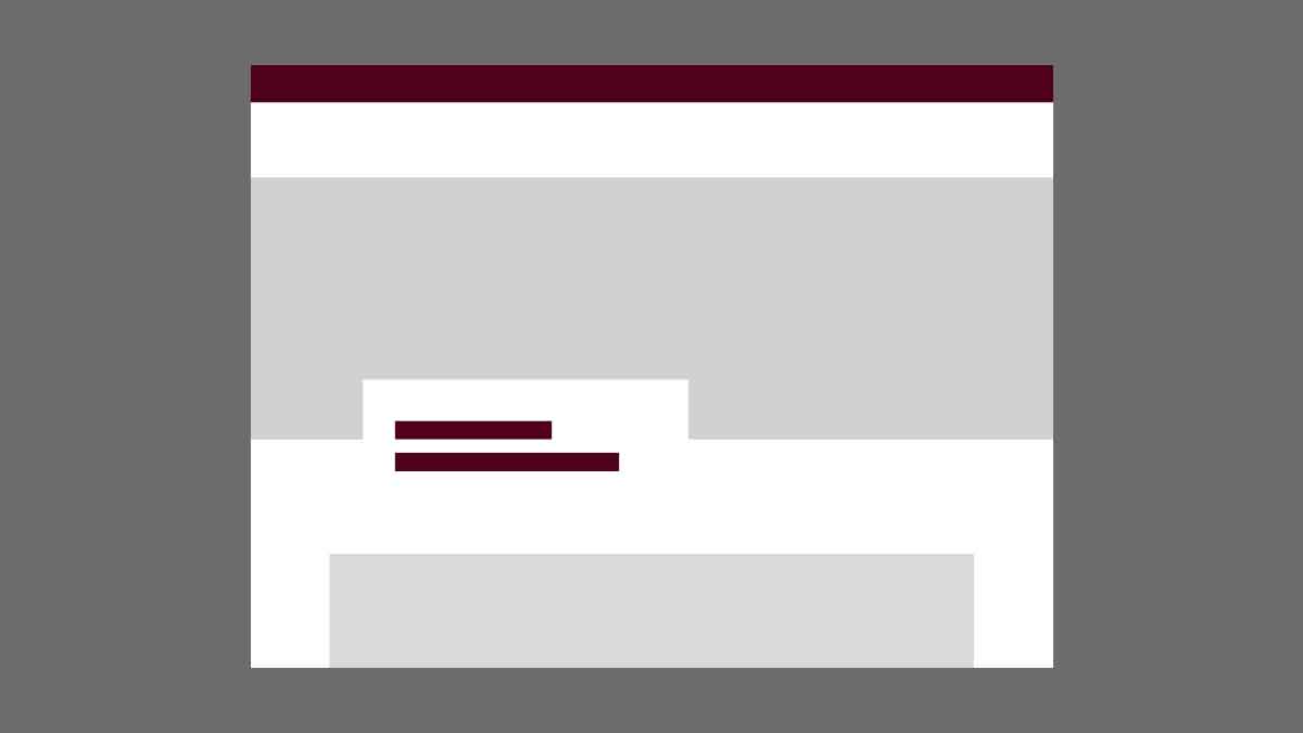 A blank Aggie UX mockup of a landing page