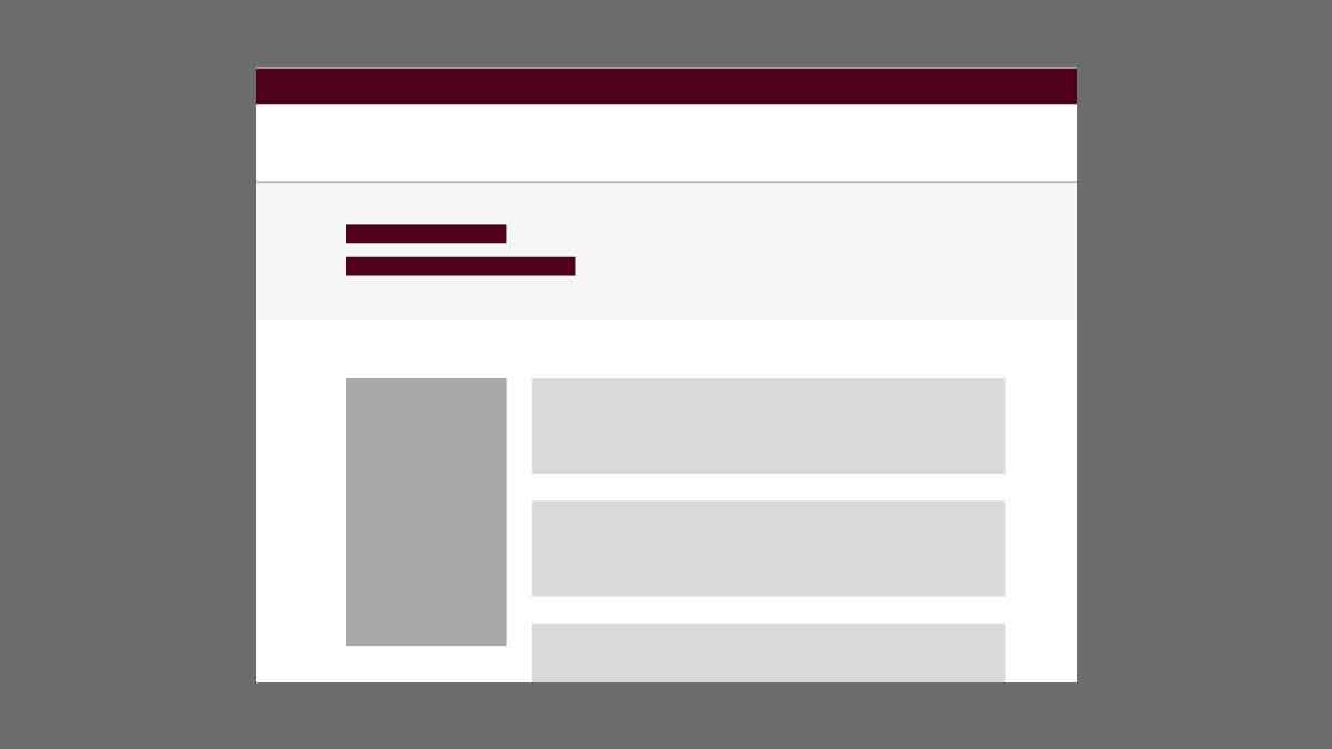 A blank Aggie UX mockup of a news feed page