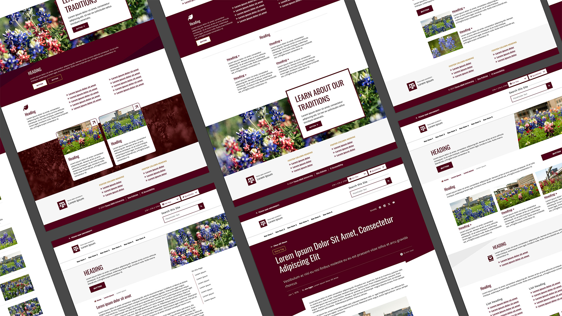 A graphic including all of the different Aggie UX templates you can choose from