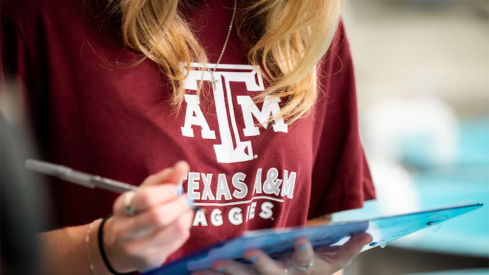 Texas A&M logo on a t-shirt