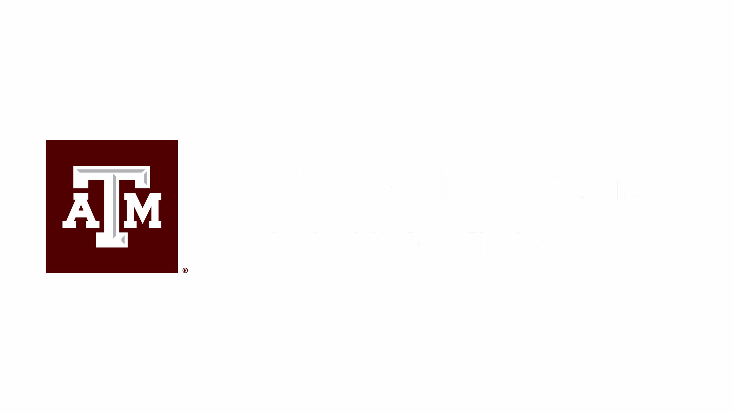 Division of Marketing & Communications  horizontal logo on a dark background
