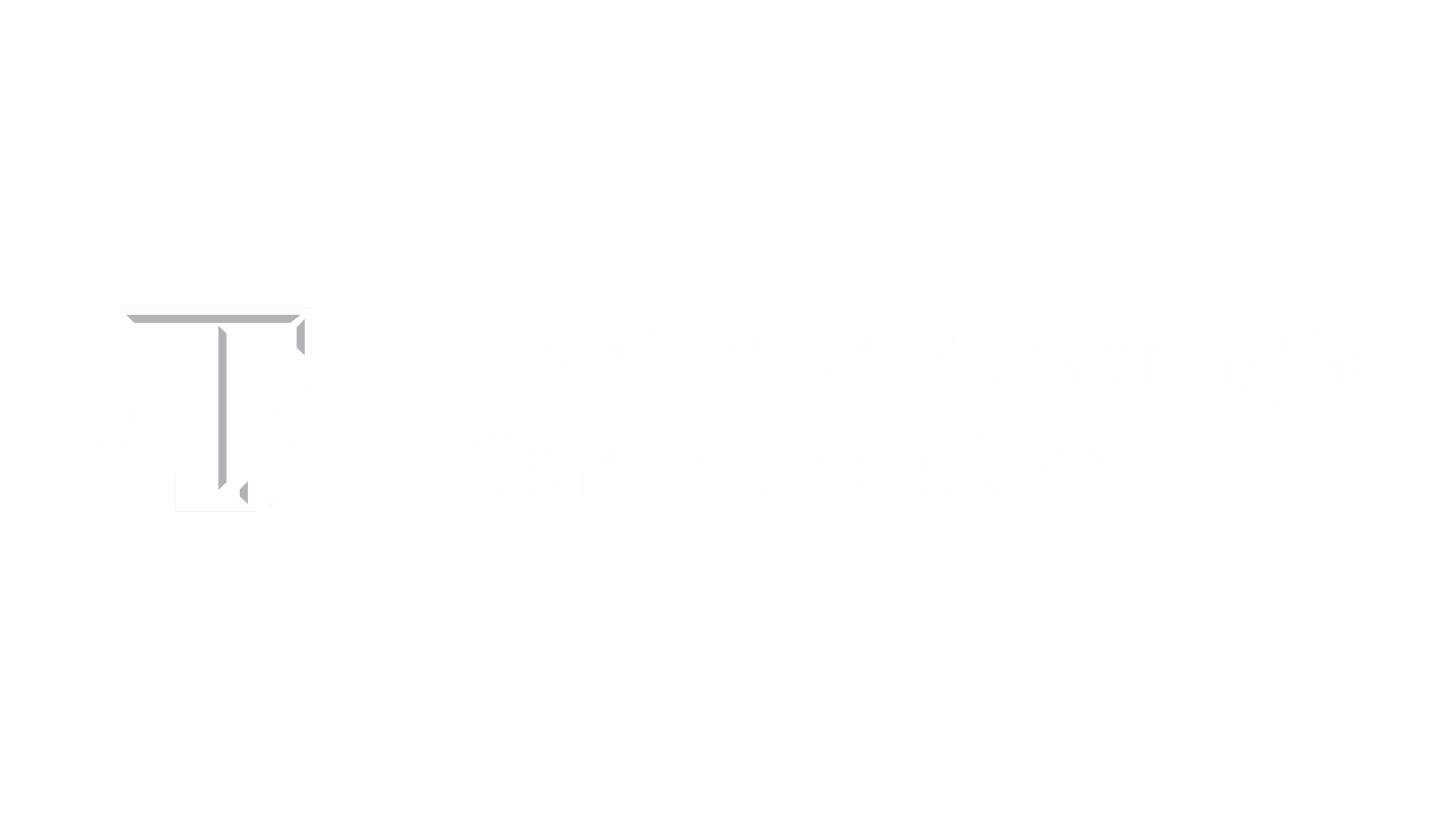 Division of Marketing & Communications  horizontal logo on a maroon background
