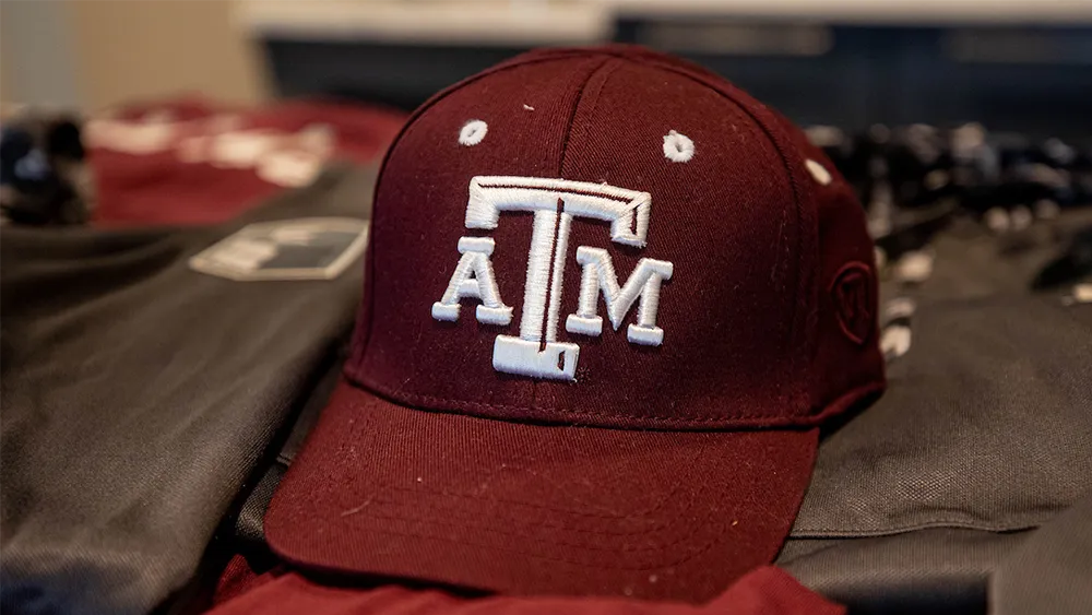 Texas A&M logo on a baseball cap