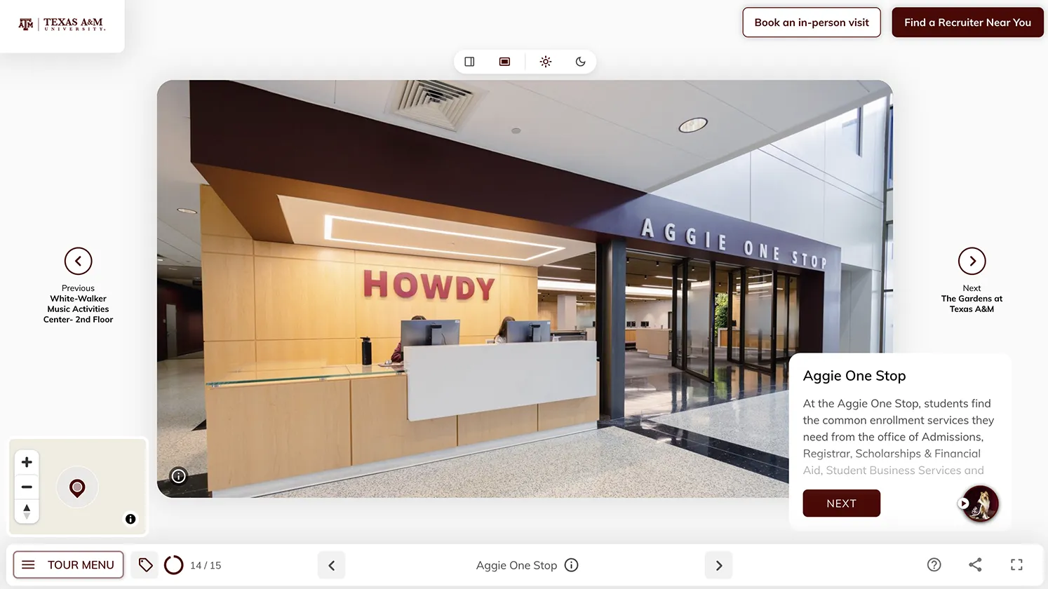 Screenshot of a gallery scene featuring Aggie One Stop